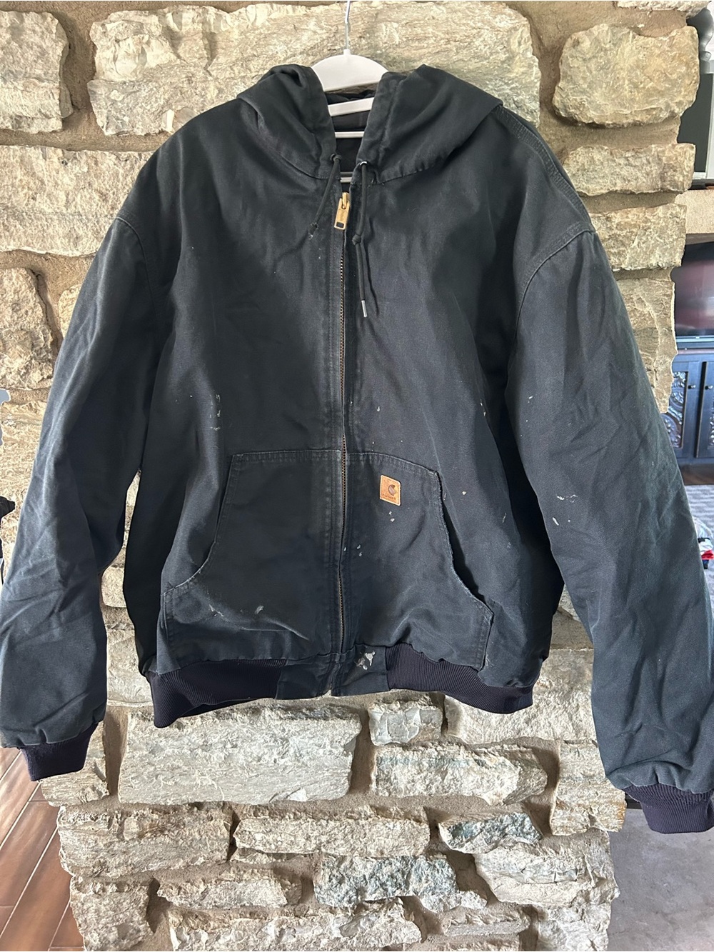 Carhartt J280 Black Thermal Lined Sandstone Duck Canvas Hooded Jacket